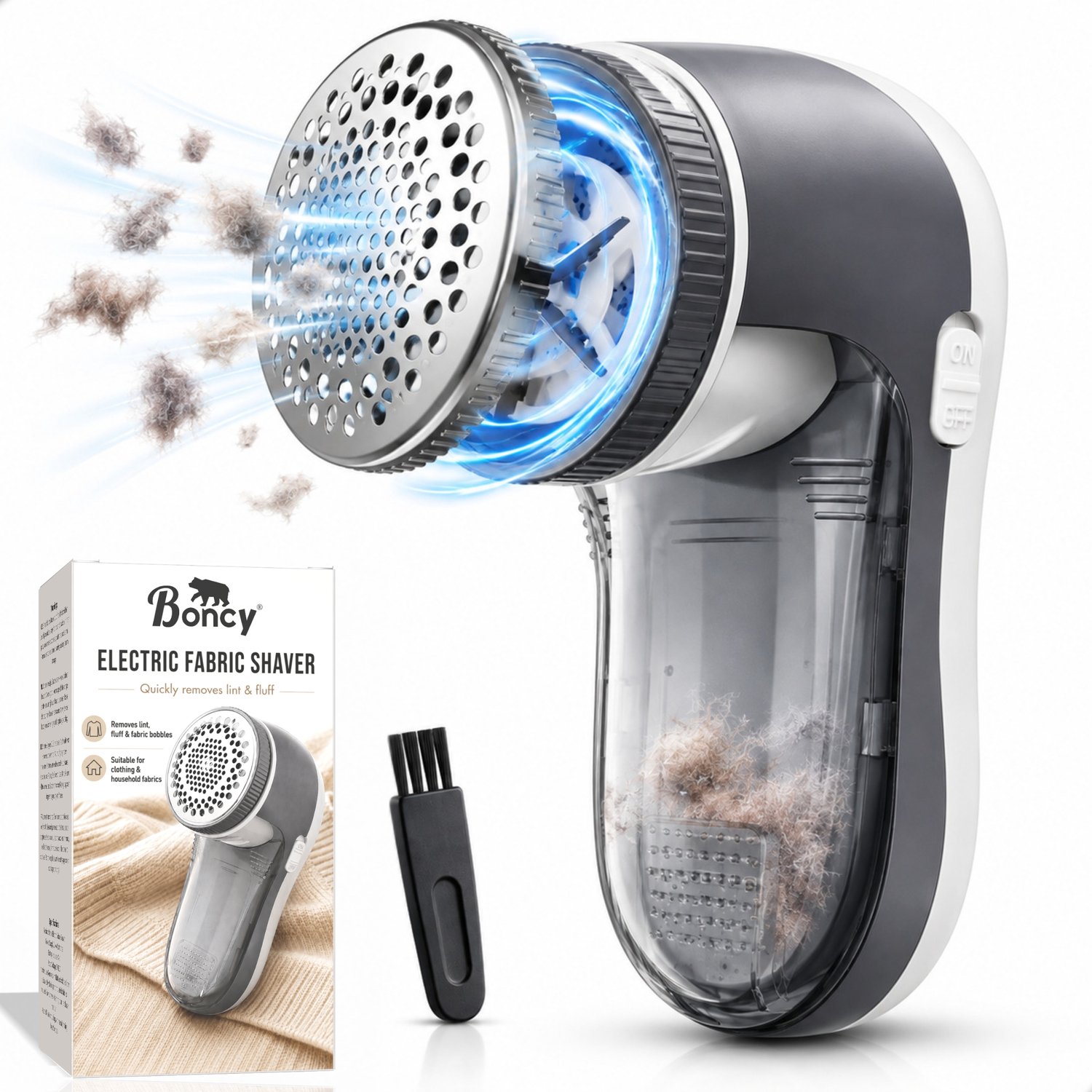 Boncy® Elektrische Pluizenverwijderaar - Draadloze Pluisjes Ontpiller - Ontpluizer voor Kleding - Pluizentondeuse Elektrisch - Pluizentondeuses Kledingontpluizer Kledingontpiller - Pluisverwijderaar Pluizen Verwijderaar - Incl. Schoonmaakborstel