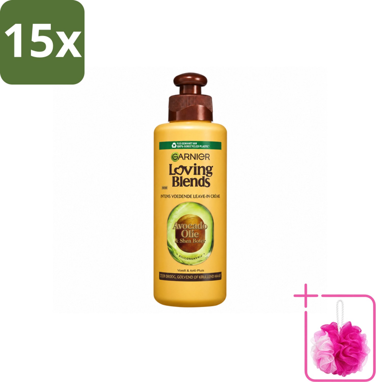 15 x Garnier - Loving Blends - Leave-In Crème - Avocado Olie & Shea Boter - Zeer Droog & Pluizig Haar - 200 ml - Bulkverpakking - Avocado Olie - Douchemop - Karité Boter