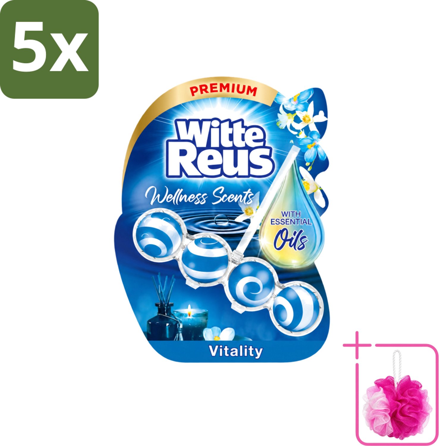 5 x Witte Reus - Wellness Scents Toiletblok - Vitality - 1 Toiletblok - Bulkverpakking - Toilet - Douchemop - Reiniging