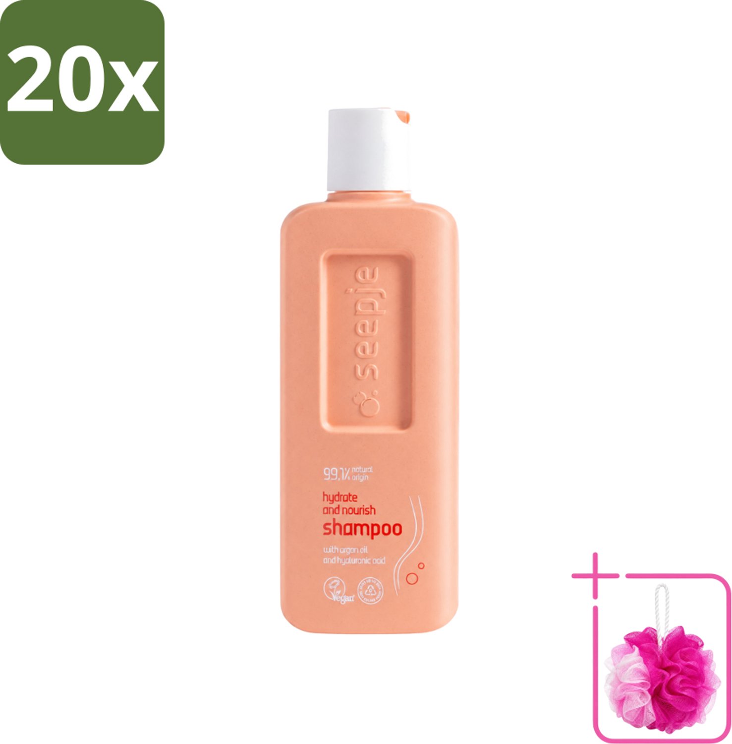 20 x Seepje - Hydrate & Nourish Shampoo - Intense Hydratatie voor Gezond Haar - 300 ml - Bulkverpakking - Hydratatie haar - Douchemop - Natuurlijke shampoo