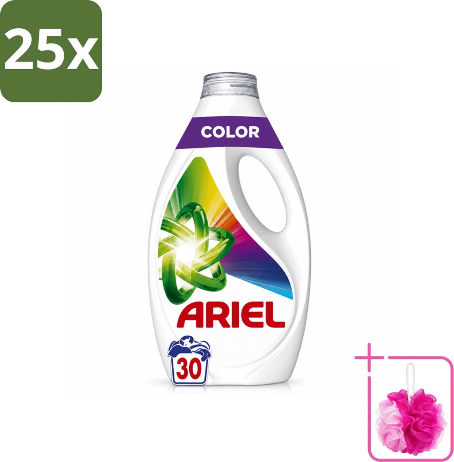 25 x Ariel - Vloeibaar Wasmiddel - Color - 30 Wasbeurten - 1350 ml - Bulkverpakking - Kleurbehoud - Douchemop - Vlekverwijdering