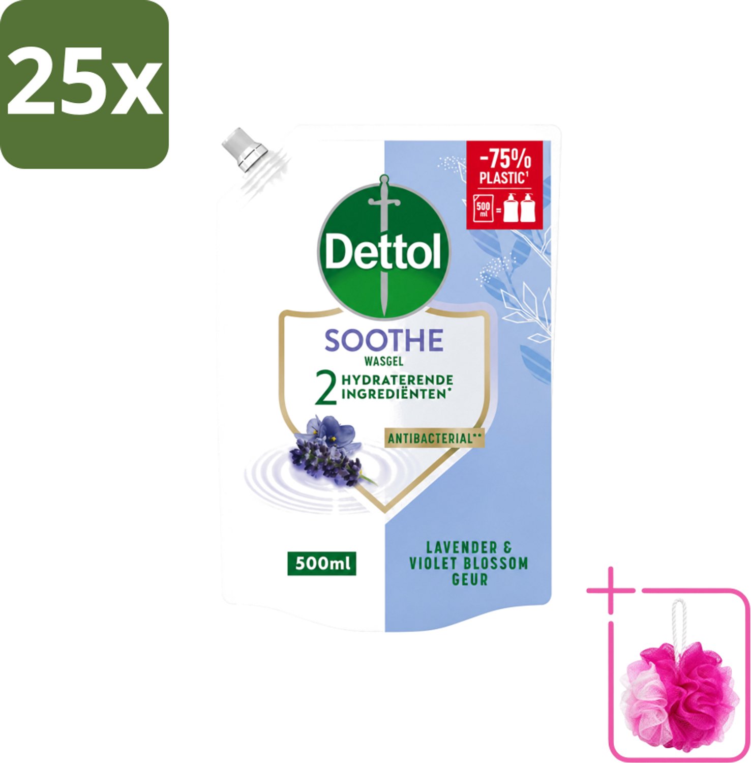25 x Dettol - Handzeep Navulling - Soothe - Lavendel & Vioolbloesem - 500 ml - Bulkverpakking - Handwas - Douchemop - Handhygiëne
