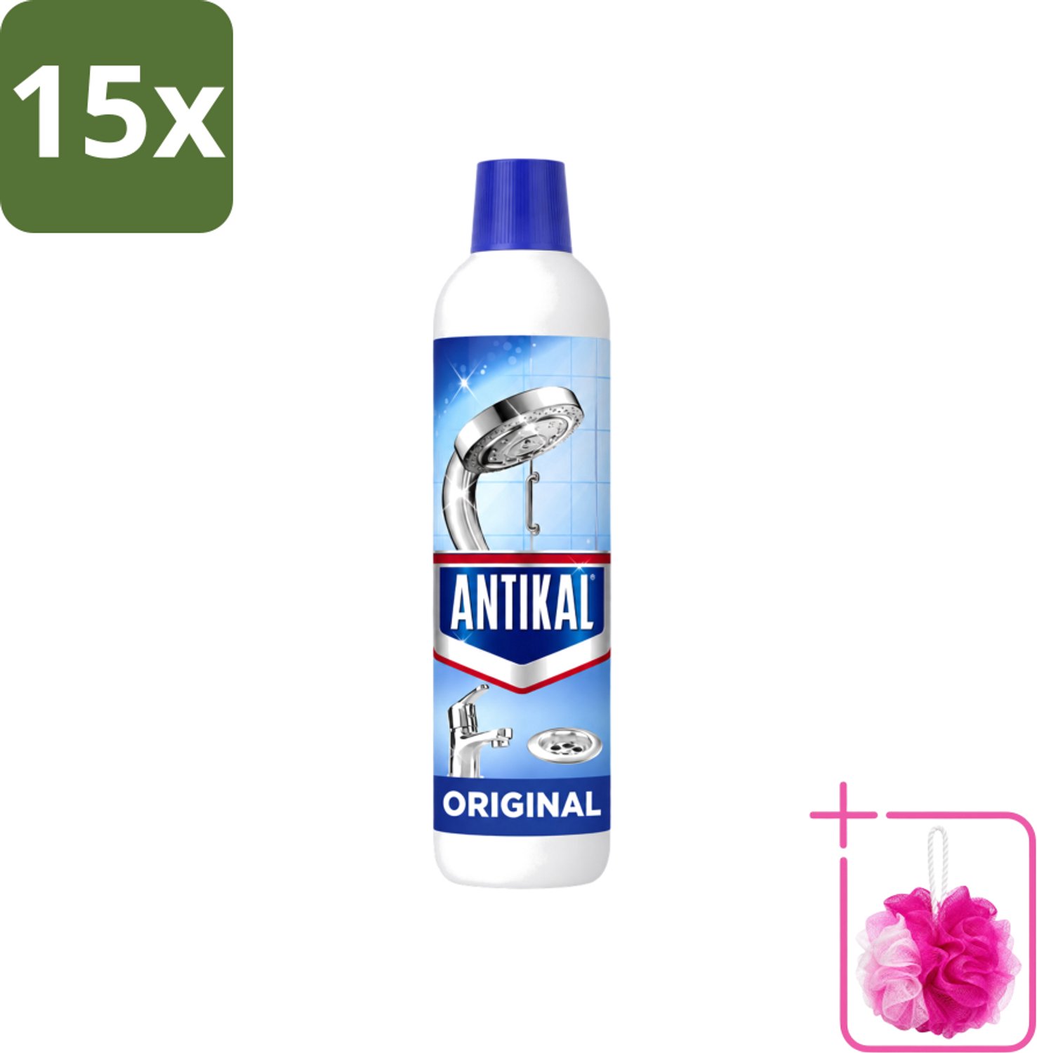 15 x Antikal Original Gel - Kalkreiniger - Extra Hechting - Diepwerkend - 750 ml - Bulkverpakking - Kalkreiniger - Douchemop - Kalkaanslag