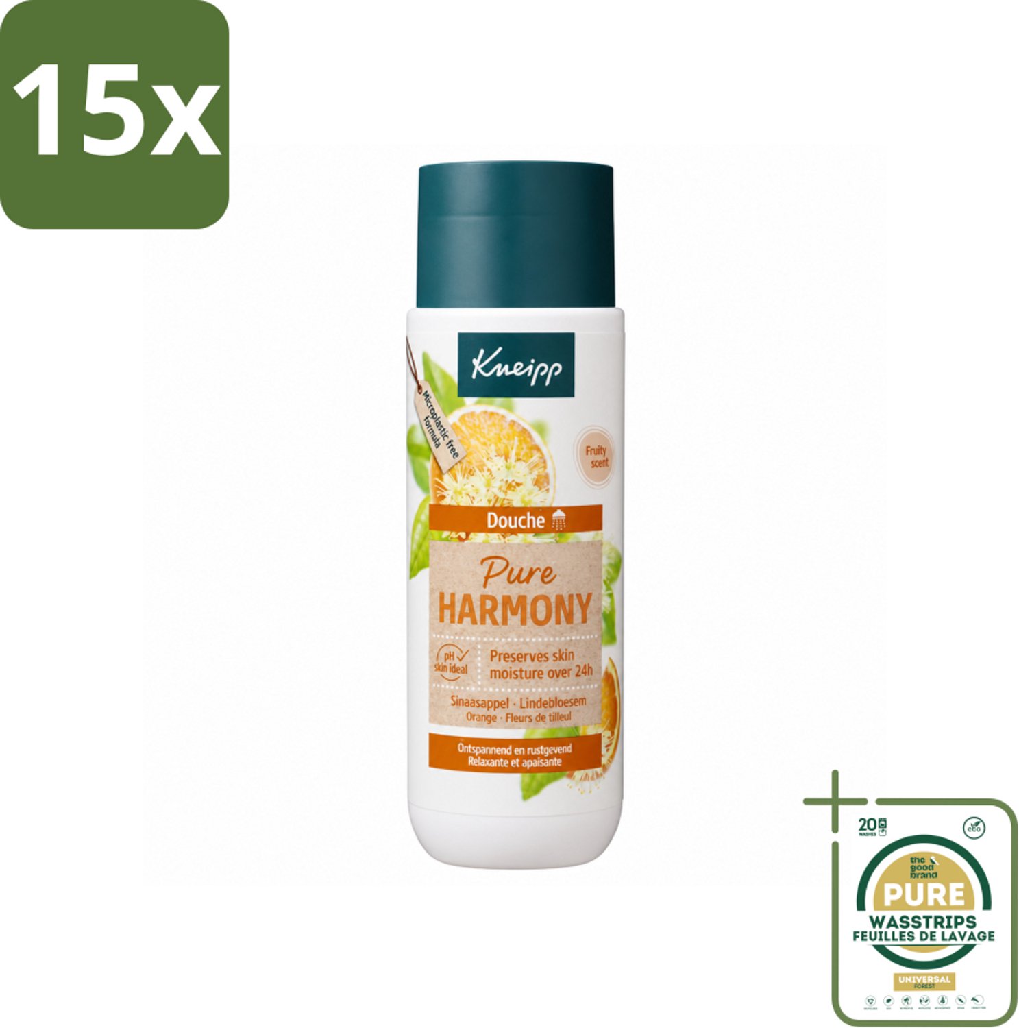 15 x Kneipp - Douchegel - Oranje lindebloesem - 200 ml - Wasstrips - Douchegel - Natuurlijke Douchegel - Kalmerende Douchegel - Huidverzorging - Ontspanning