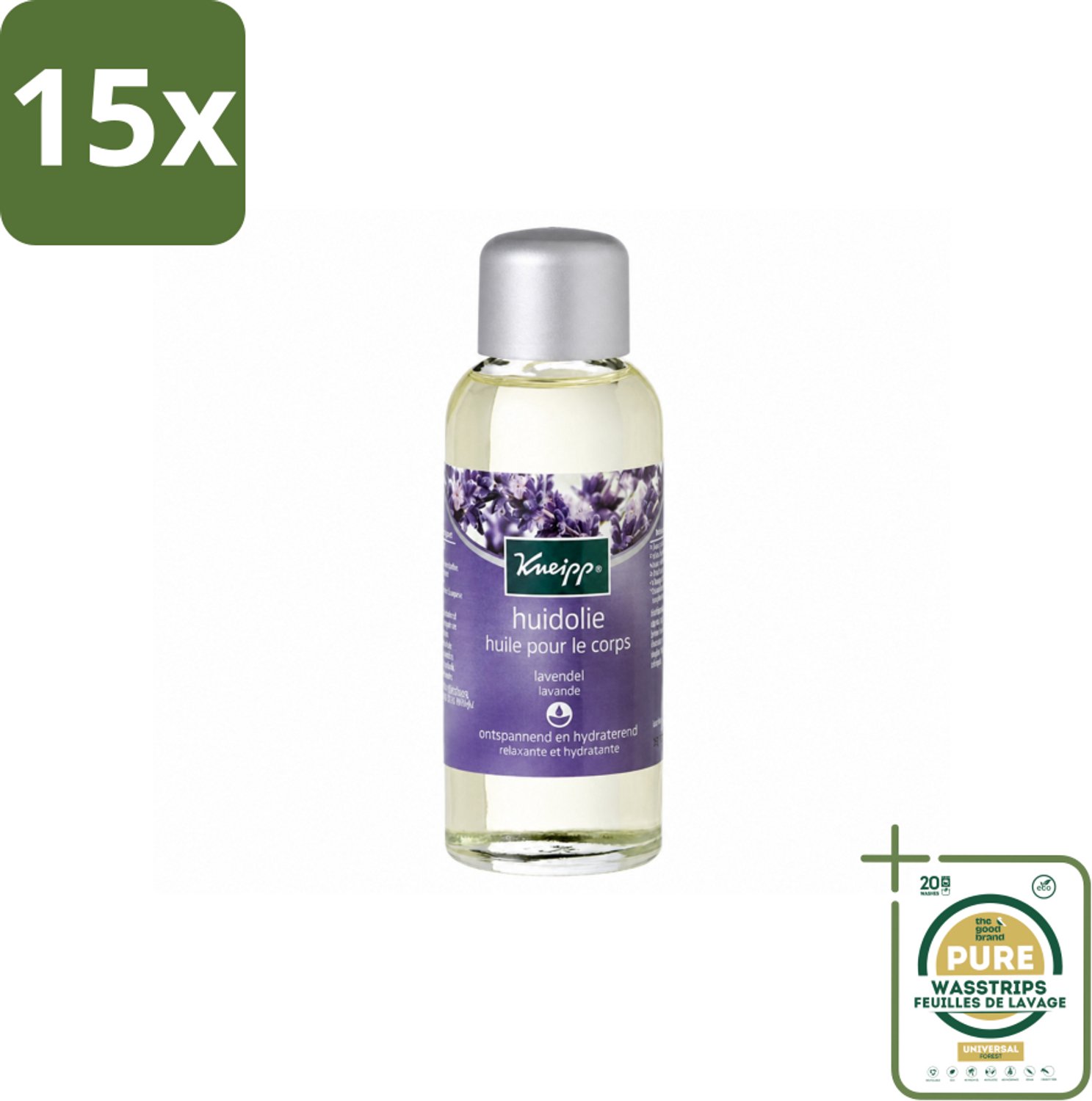 15 x Kneipp - Huidolie - Relaxing - Lavendel - Trekt snel in - 100 ml - Wasstrips - Huidverzorging - Ontspanning - Lavendelolie - Huidolie - Aromatherapie