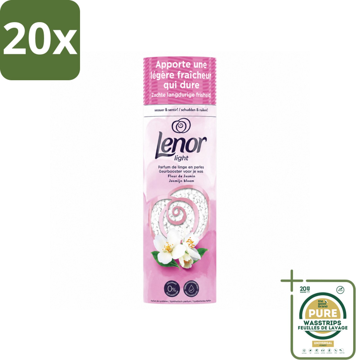 20 x Lenor Light - Geurbooster - Jasmijn - Non-Stop Frisheid - 19 Wasbeurten - Wasstrips - Geurbooster - Wasgeur - Wasgeurbooster - Wasgeurparfum - Wasgeur Voor Was