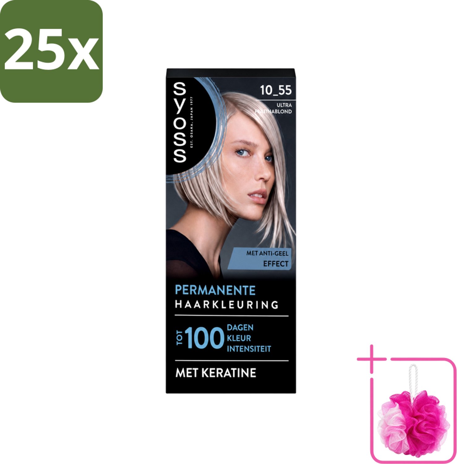 25 x SYOSS - Permanent Coloration 10-55 - Haarverf - Permanente Haarkleuring - Ultra Platina Blond - Grijsdekking - Bulkverpakking - Haarkleur - Douchemop - Haarkleuren