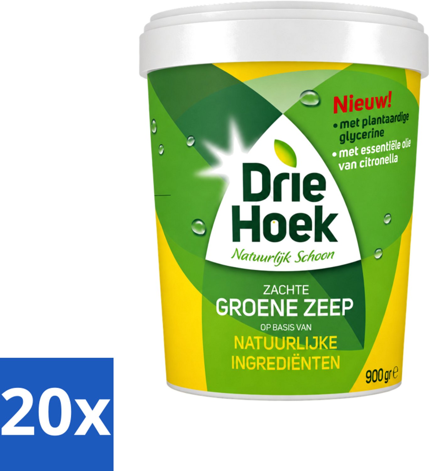 20 x Driehoek – Zachte Zeep – Groene Zeep – 900 gr - Voordeelverpakking - 20 stuks