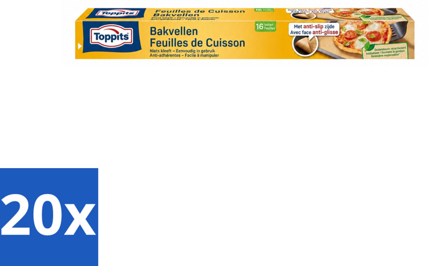 20 x Toppits – Bakpapiervellen – 16 vellen - Voordeelverpakking - 20 stuks