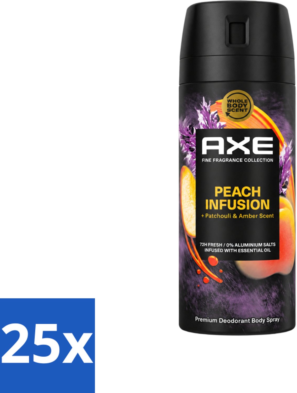 25 x Axe – Deodorant – Peach Infusion – 150 ml - Voordeelverpakking - 25 stuks