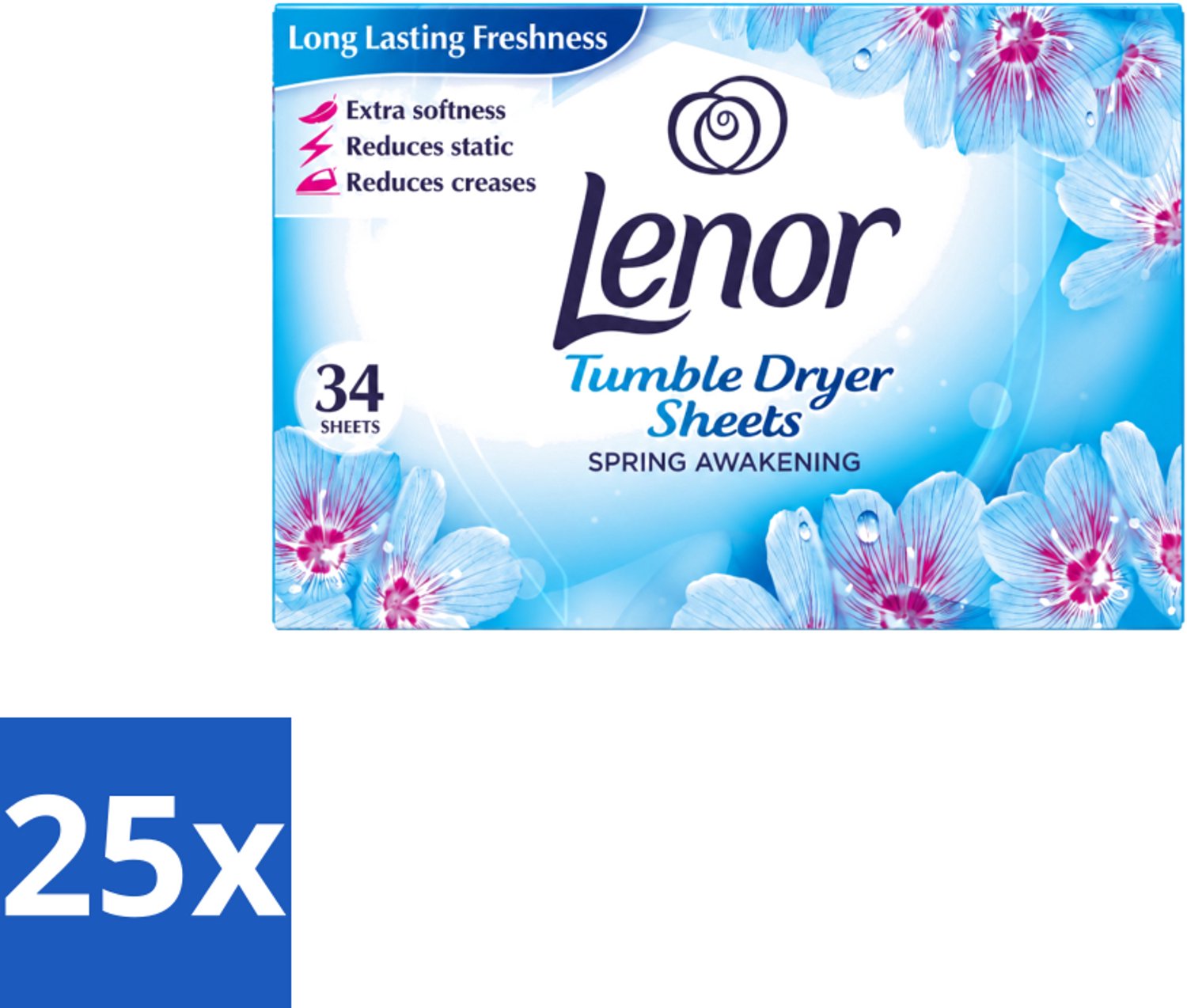 25 x Lenor - Droogtrommeldoekjes - Spring Awakening - 34 Doekjes - Voordeelverpakking - 25 stuks