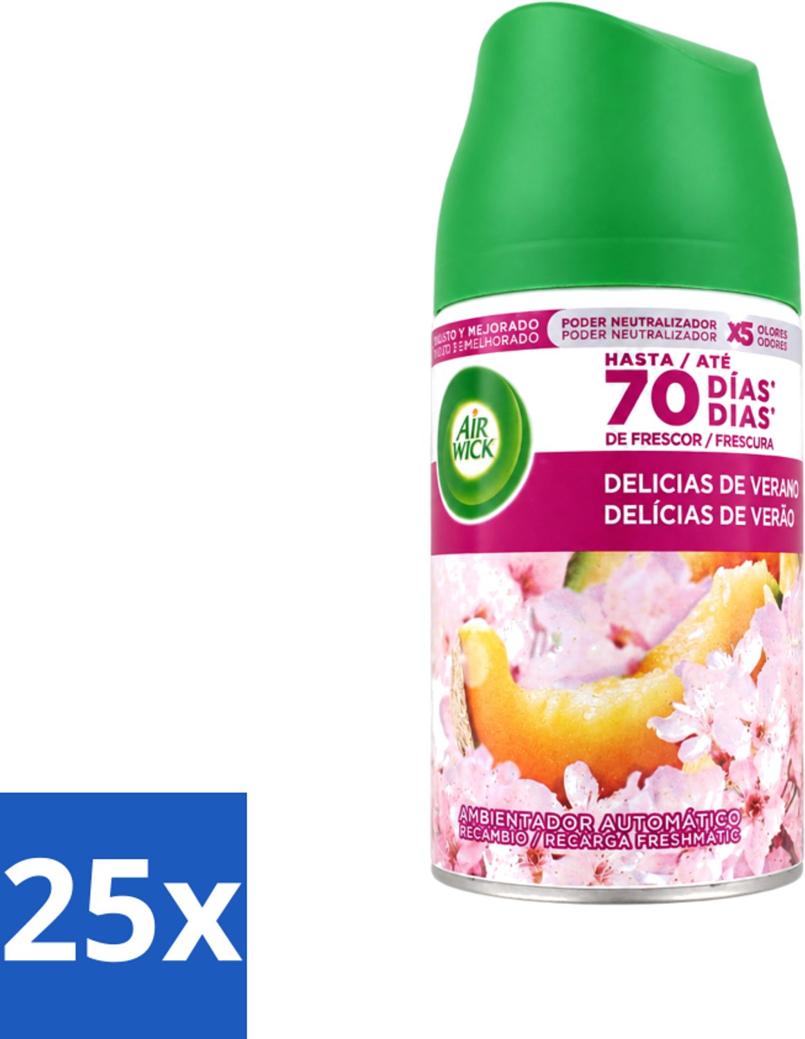 25 x Air Wick - Luchtverfrisser Navulling - Zalige Zomer - Automatische Spray - 250 ml - Voordeelverpakking - 25 stuks