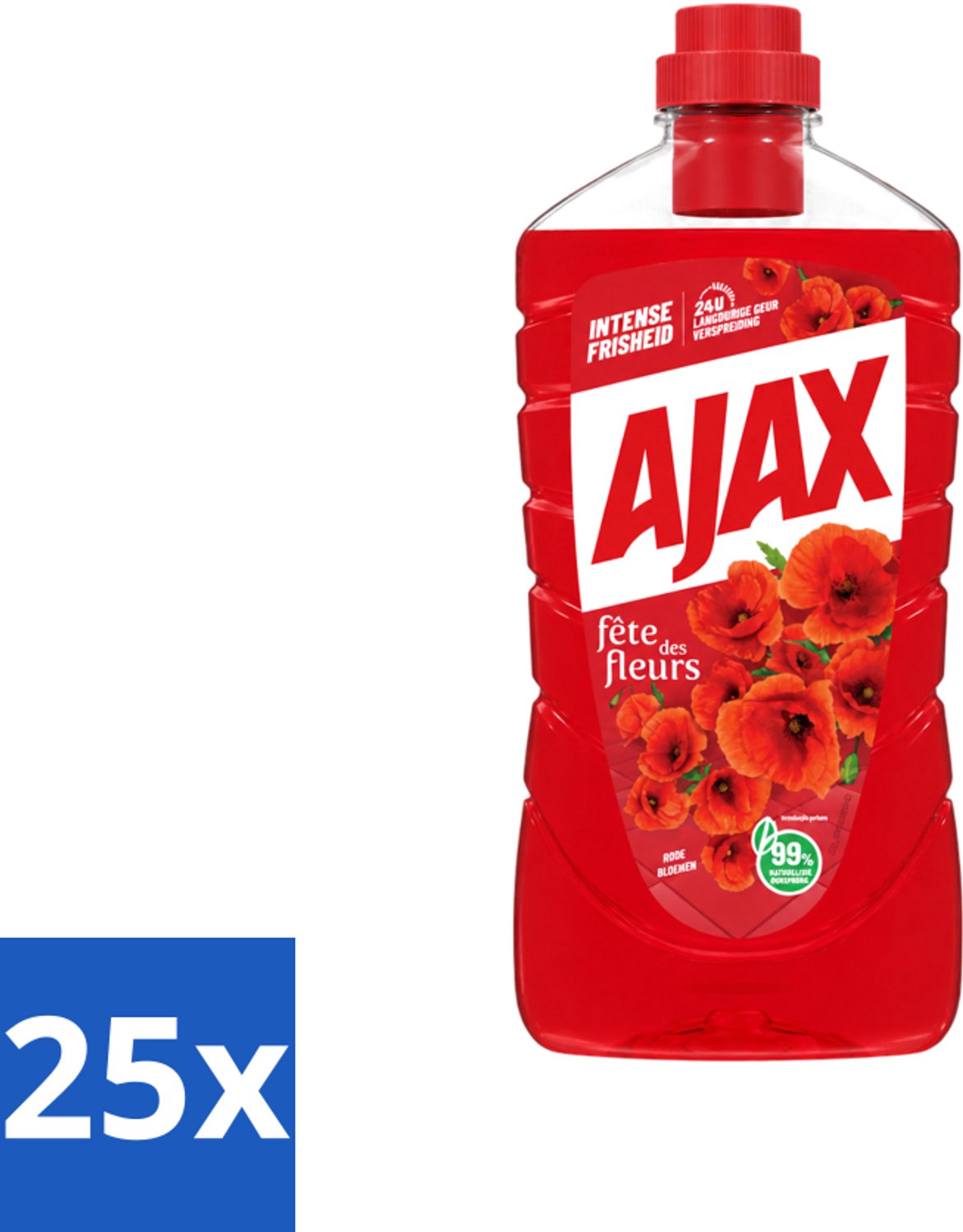25 x Ajax - Allesreiniger - Fête des Fleurs - Intense Frisheid - Langdurige Geurverspreiding - 1 L - Voordeelverpakking - 25 stuks
