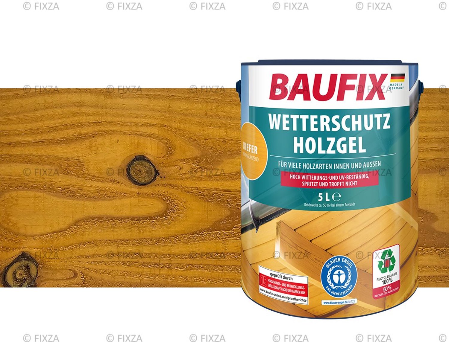 BAUFIX Buitenbeits – Grenen – Zijdeglans – 5 Liter – Voor Schutting, Tuinhuis & Blokhut – UV- & Weerbestendig