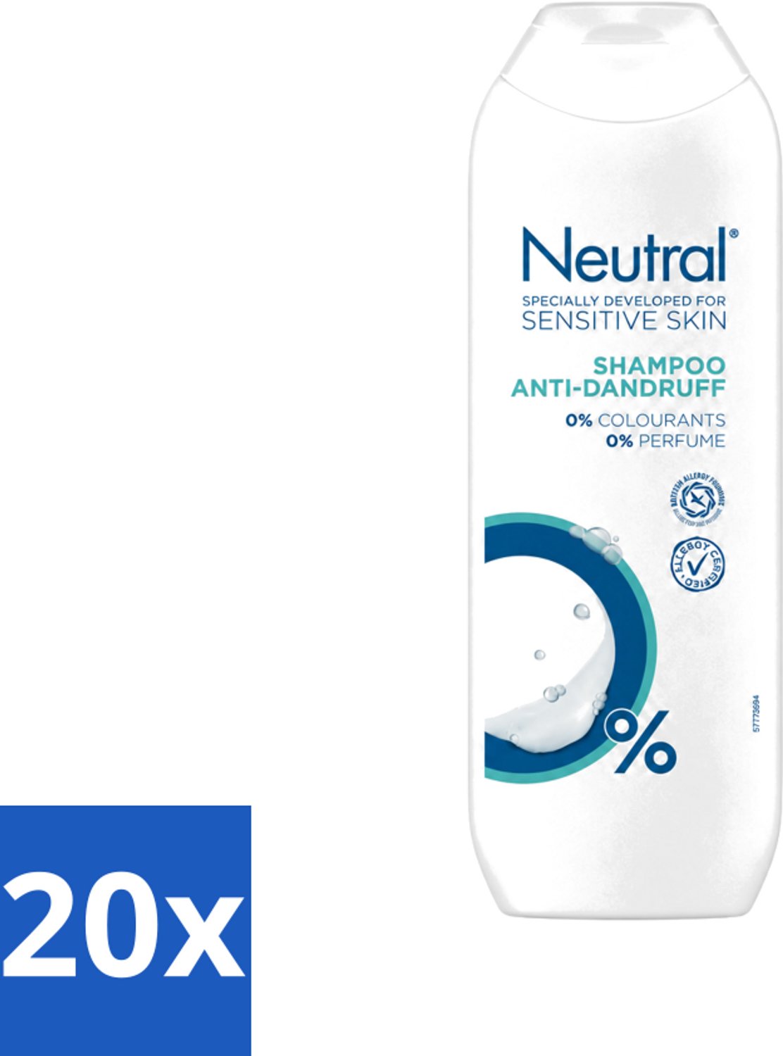 20 x Neutral - Shampoo - Gevoelige Huid - Anti-Roos - 0% Kleurstof & Parfum - 250 ml - Voordeelverpakking - 20 stuks