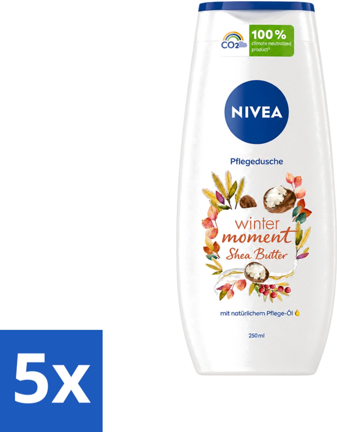 5 x Nivea - Douchegel - Winter Moment Shea Butter - 250 ml - Voordeelverpakking - 5 stuks