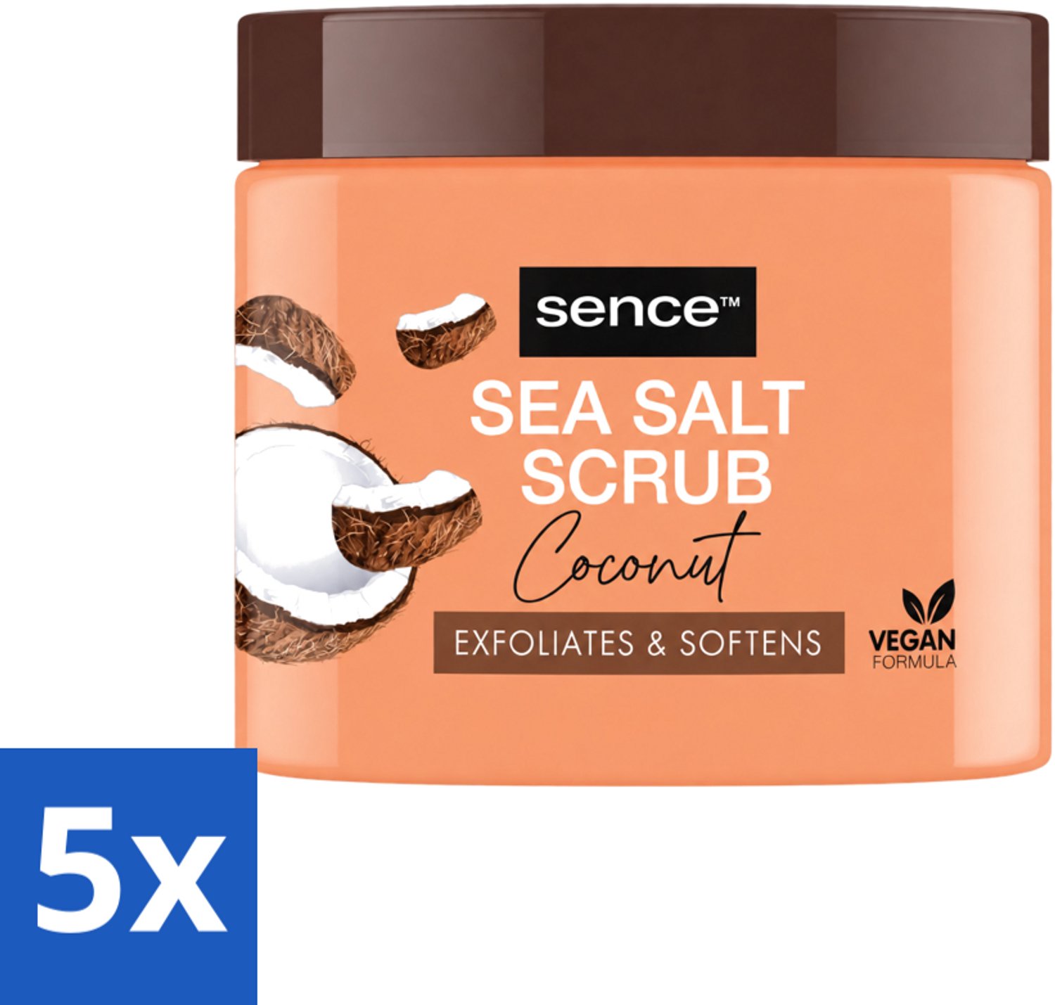 5 x Sence - Coconut - Bodyscrub - Verzorgend - 500 g - Voordeelverpakking - 5 stuks