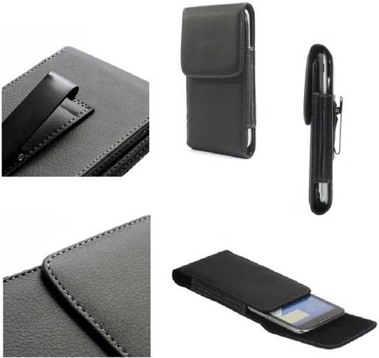 Riemclip Metaal Synthetisch Leer Verticaal voor Meizu Mblu 10 (2021) - Zwart — afbeelding 2