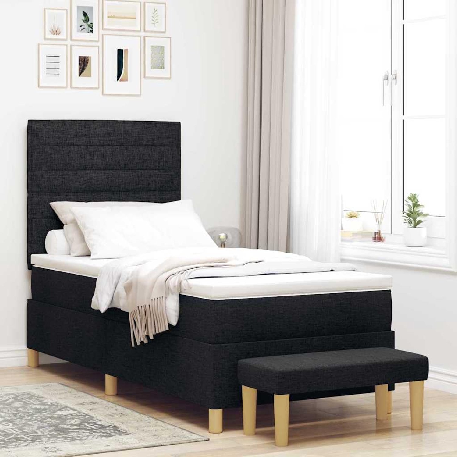 Schuimmatras Modern Matrasbedframe Zwart 80x200 cm