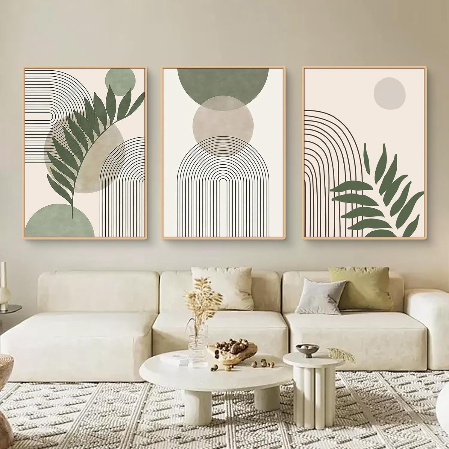 3-delige Boho Poster Set Groene Planten 40x50cm - Moderne Wanddecoratie