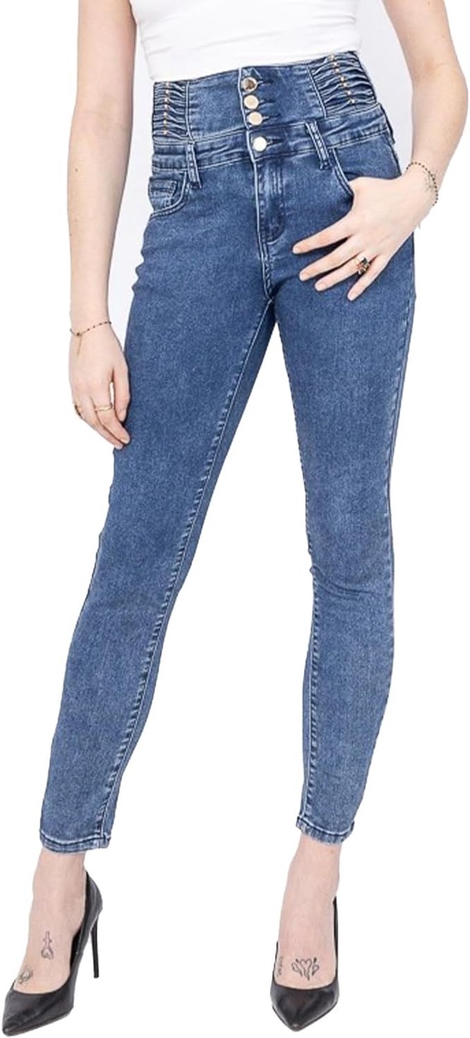 Jeans Dames Push-up stretch skinny jeans met hoge taille