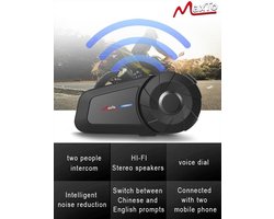 MAXTO Bluetooth-headset voor motoren, MX1-intercomsysteem voor 2 rijders met een bereik van 800 m, universeel, HiFi-stereogeluid/IPX6-waterdicht/bediening van oproepen en muziek, luidspreker-intercomheadset voor motorhelmen
