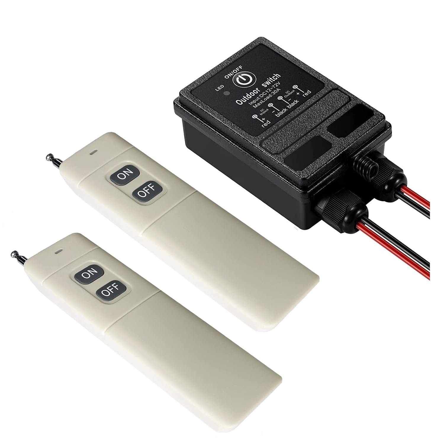 Schakelaar, 12 V, IP65 waterdicht, met lange afstanden, DC 12 V/24 V/48 V/72 V/40 A, voor rolpoorten, pompen, verlichting en diefstalwaarschuwingssystemen