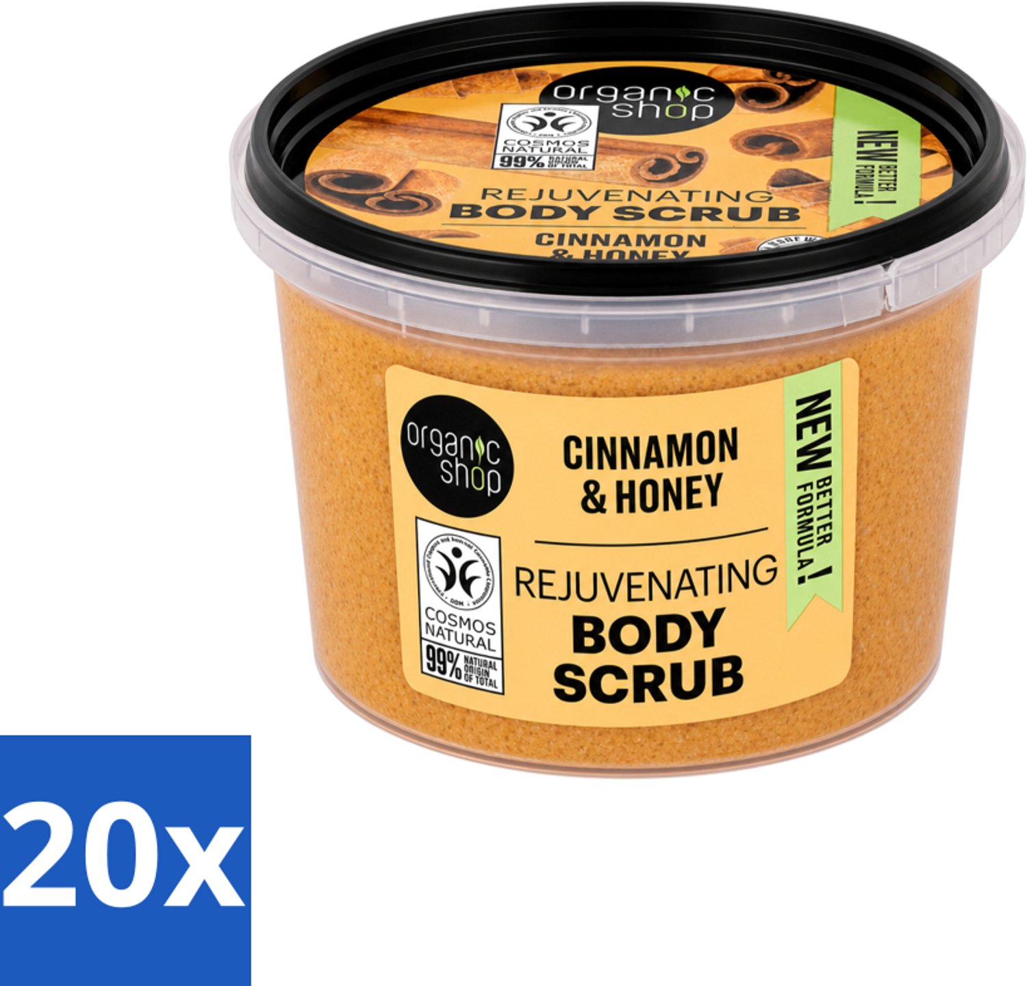 20 x Organic Shop - Rejuvenating Body Scrub Cinnamon - Exfoliërend en Hydraterend - 250 ml - Voordeelverpakking - 20 stuks