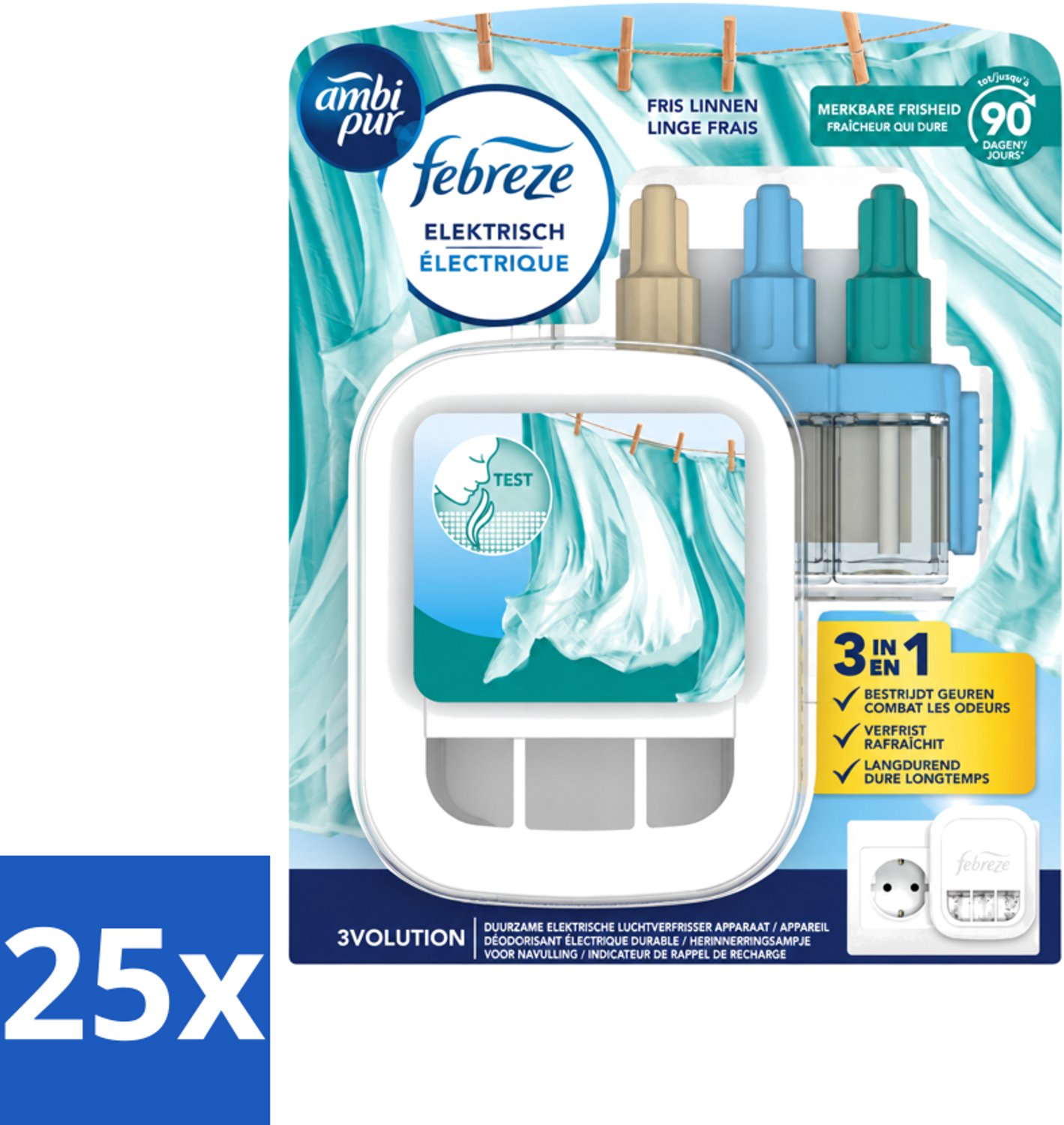 25 x Ambi Pur - 3Volution - Starterkit - Fresh Linnen - 20 ml - Voordeelverpakking - 25 stuks