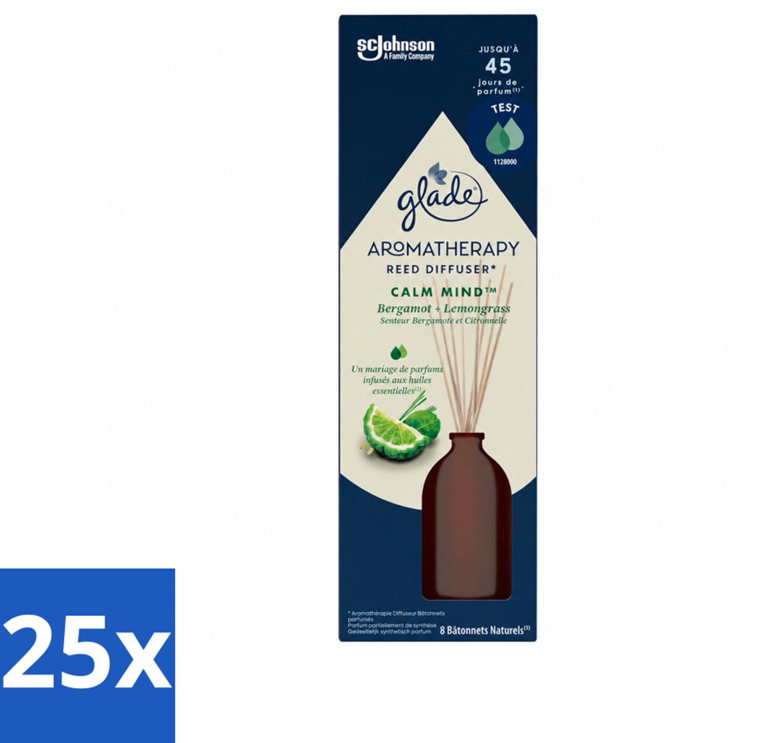 25 x Glade - Geurstokjes Calm Mind - Aromatherapie Geurverspreiding - 80 ml - Voordeelverpakking - 25 stuks