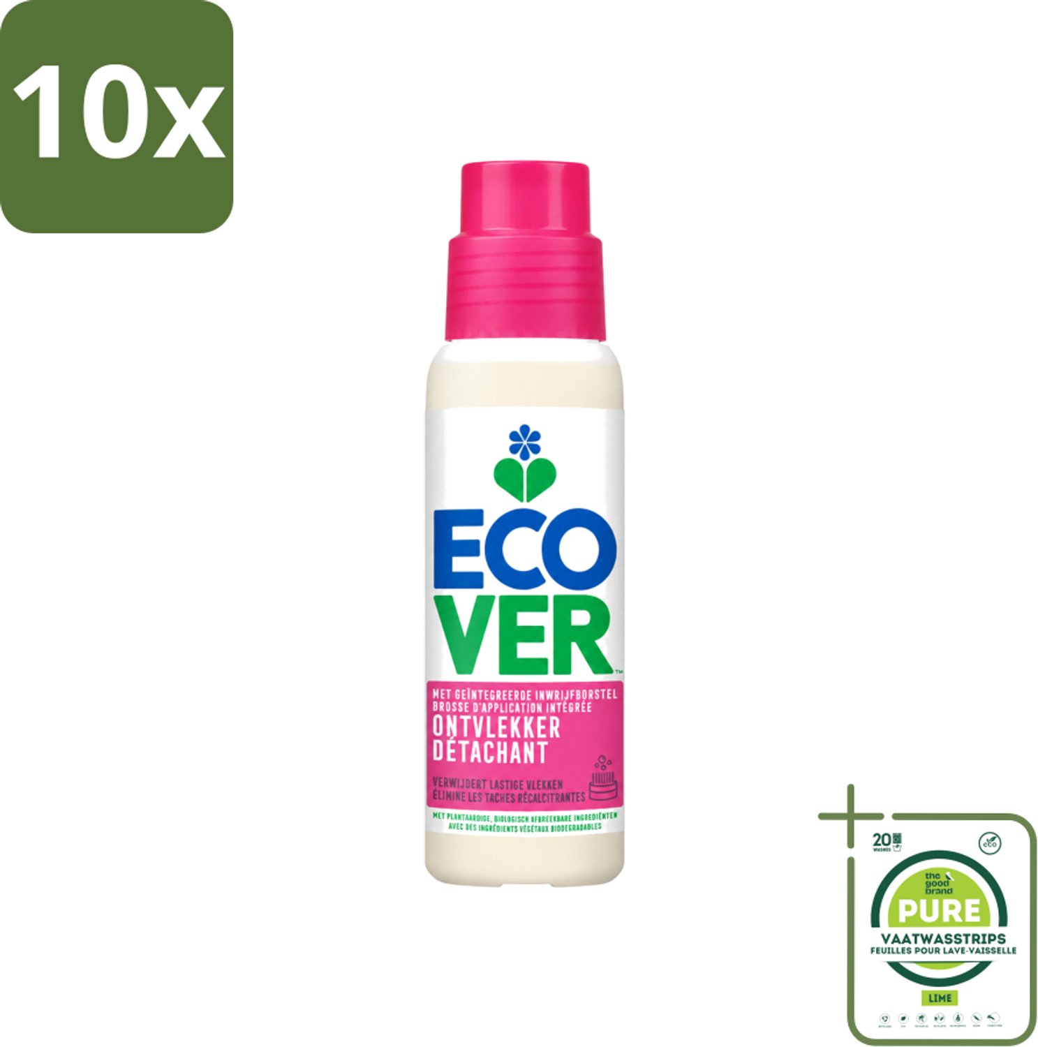 10 x Ecover - Ontvlekkingsmiddel - 200 ml - Grootverpakking - Vaatwasstrips - Ontvlekken - Vlekken Verwijderen - Natuurlijke Reiniging - Plantaardige Ontvlekker - Krachtige Ontvlekker