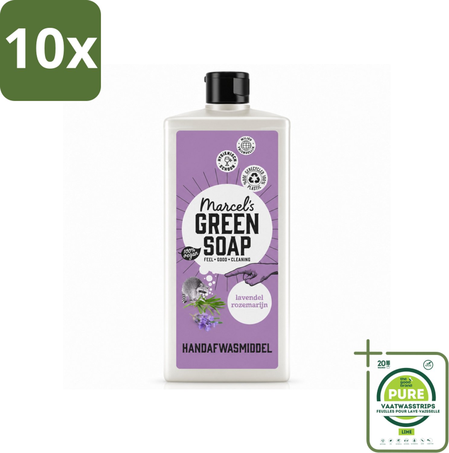 10 x Marcel's Green Soap - Afwasmiddel - Lavendel & Rosemarijn - Voor dagelijks gebruik - 500 ml - Grootverpakking - Vaatwasstrips - Afwasmiddel - Natuurlijke Afwas - Biologisch Afbreekbaar - Vegan Afwas - Lavendel Afwas