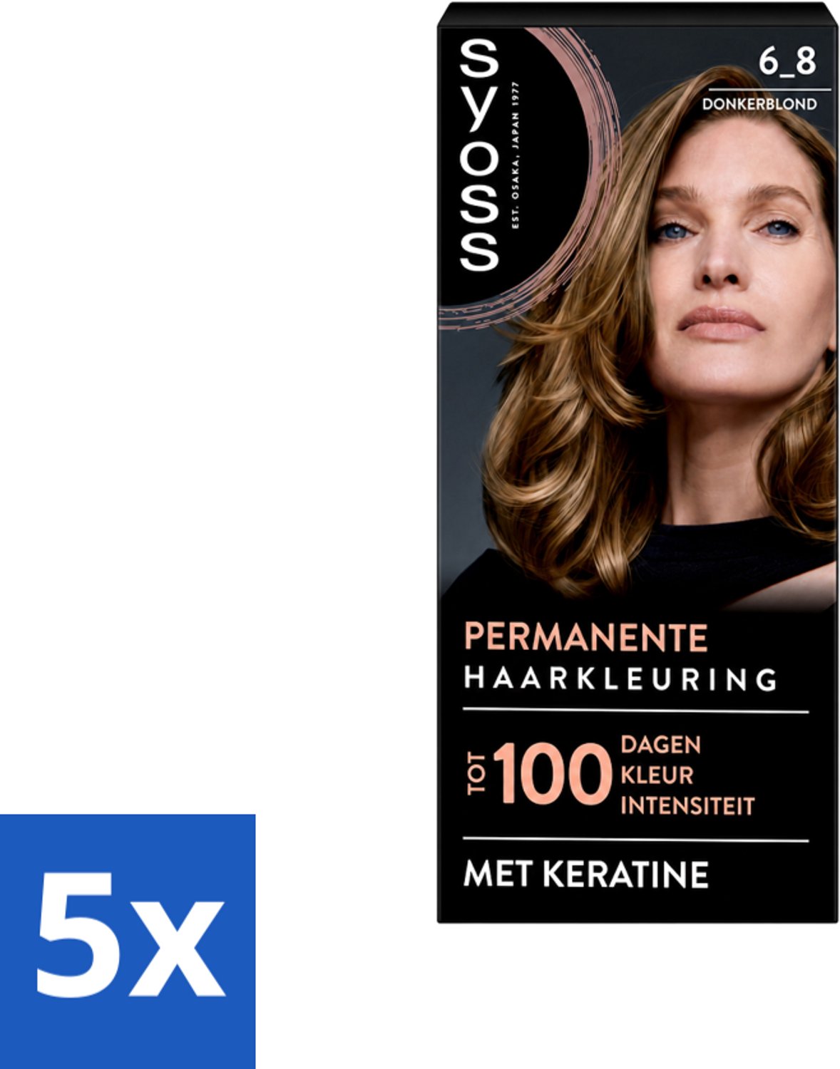 5 x SYOSS - Permanent Coloration 6-8 - Haarverf - Permanente Haarkleuring - Donkerblond - Grijsdekking - Voordeelverpakking - 5 stuks