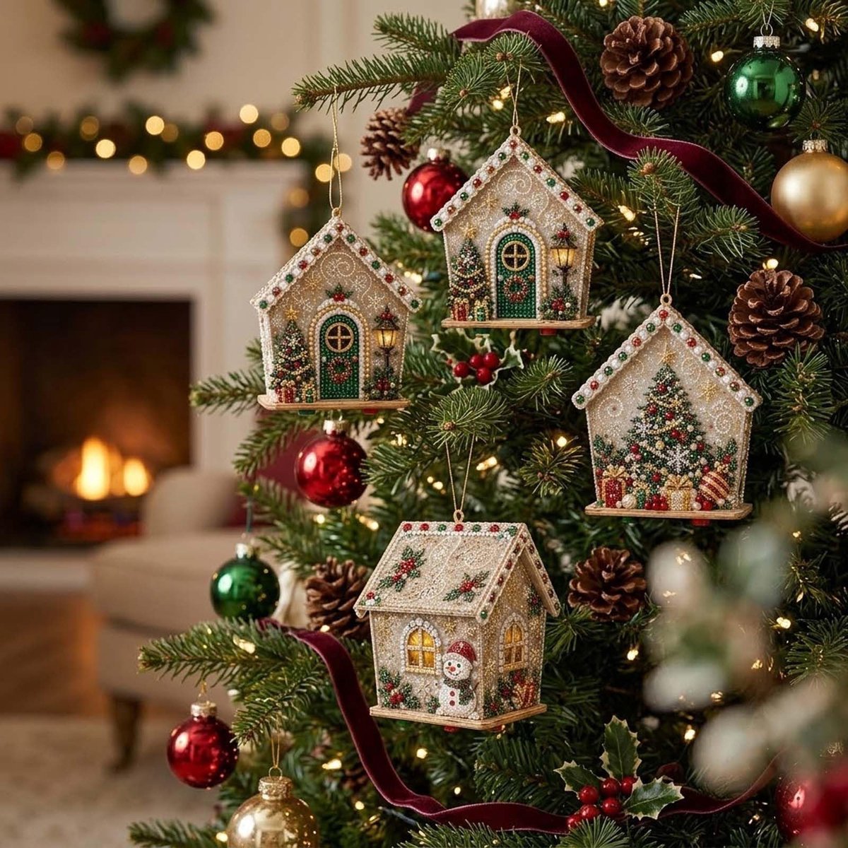 Namajunas - 3D Houten Huis Diamond Painting set - Parels - Diamond Painting Volwassenen & Kinderen - Met Diamond Painting Accesoires - Creatief Knutselen - Knutselpakket - Kerstboomversiering - Kerstversiering Decoratie Binnen - Cadeau - Sneeuwpop – foto 5