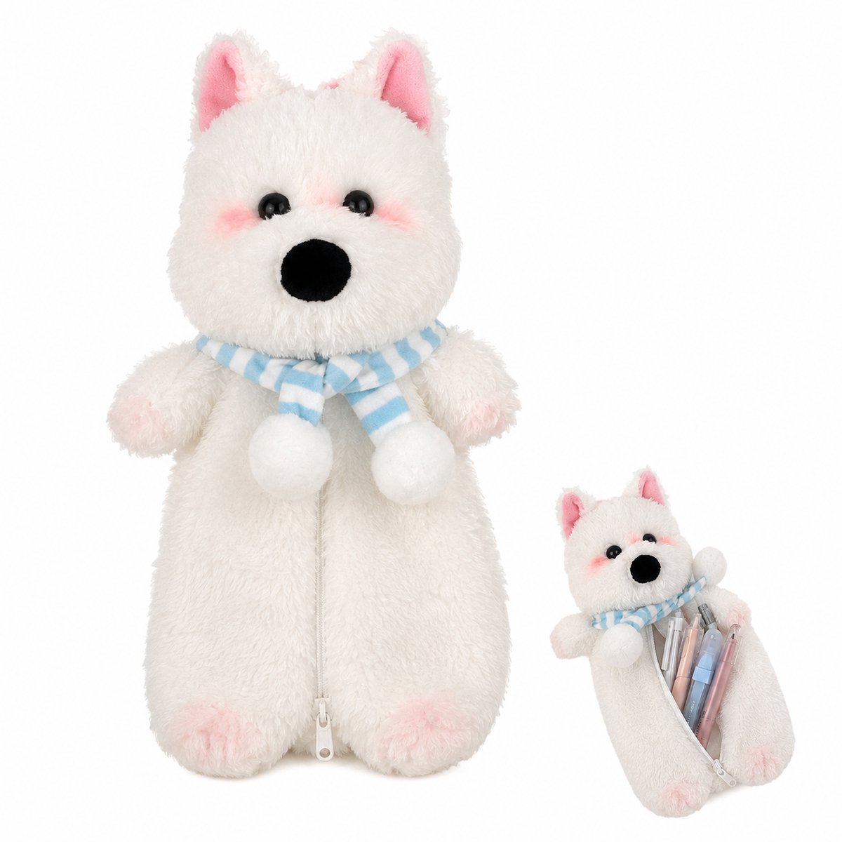 VHV - Pluche Etui Hond - Kinderpennenzak - 20 x 13 x 3 cm -Grote Capaciteit Pencil Case - Voor School,Examen,Cadeau gevens
