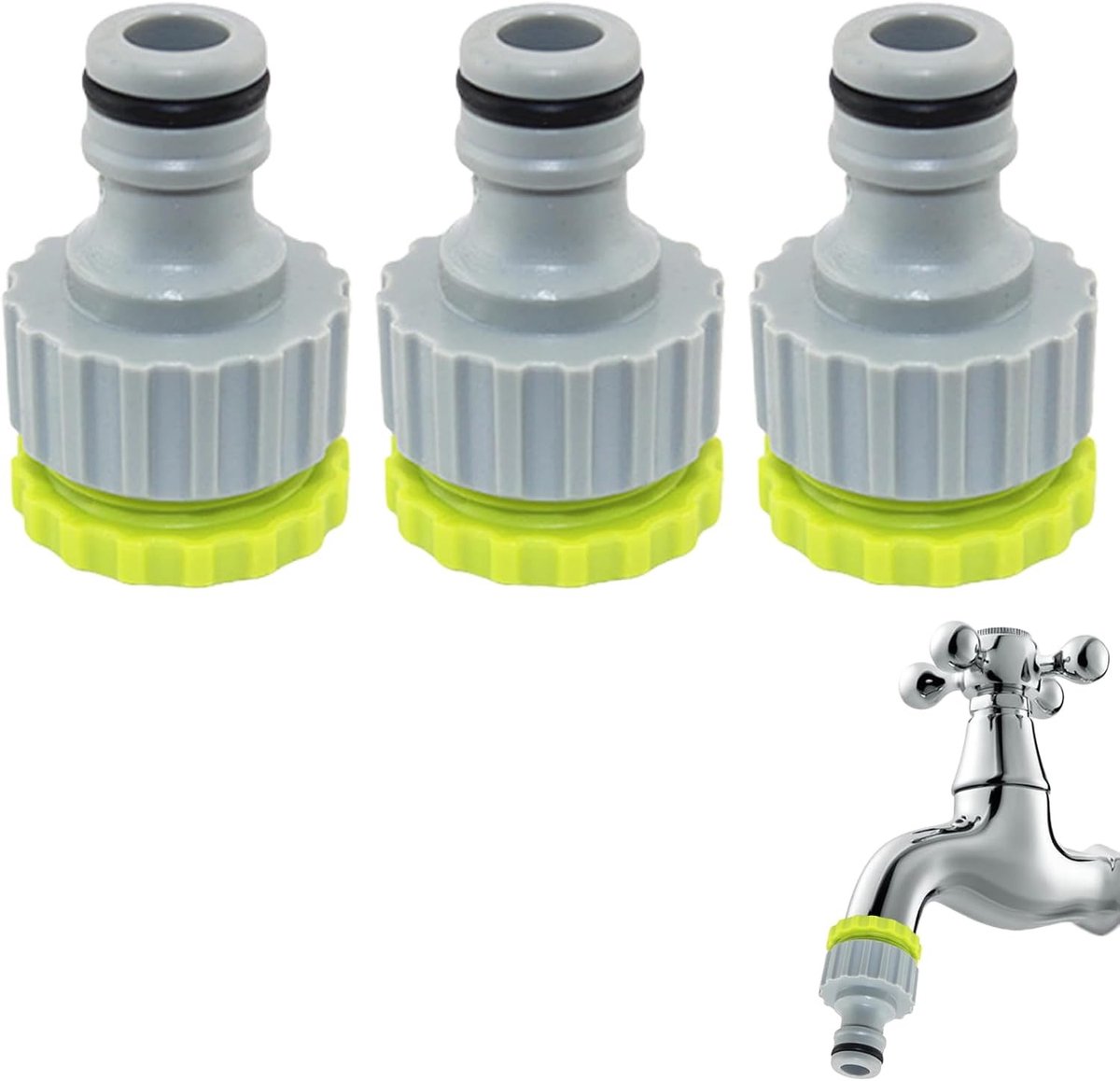 Set van 3 Tuinslang Adapters voor Kranen, 1/2 Inch en 3/4 Inch Plastic Slangverbinder, Ideaal voor Tuin en Watergebruik