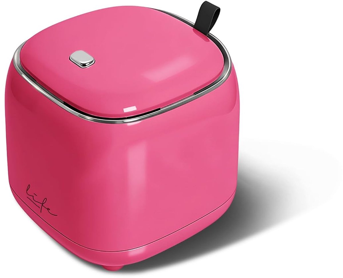 Mini Prullenbak - met Persdeksel - Compact voor Bureaublad - Roze Rood