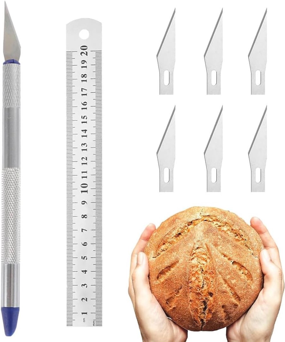 Nauwkeurig knutselmes met roestvrijstalen liniaal en 17 reservemessen voor modelbouw en handwerk, ideaal voor doe-het-zelf projecten (120 mm, zilver)