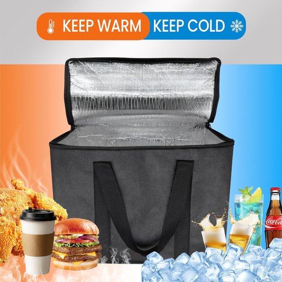 Koeltas Set - Opvouwbare Tas - Boodschappen Vervoeren - Stabiele Dubbele Bodem - 2x 40 Liter - Zwart — afbeelding 2