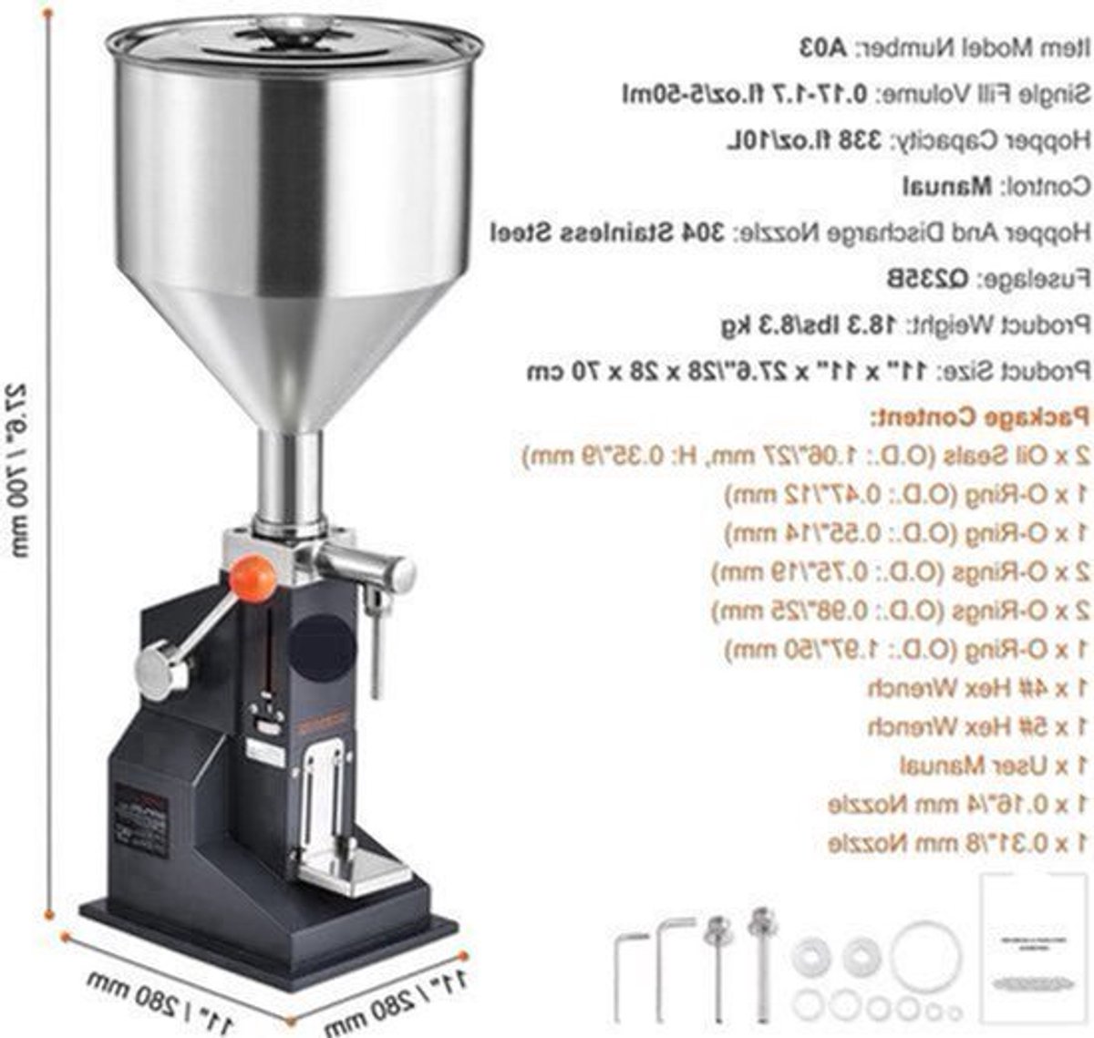 Vloeistof Vulmachine - Handmatige Vulmachine - Vulmachine - Flessen Vuller - Pneumatisch/Handmatig - RVS Machine - Inclusief Voetpedaal Schakelaar - 5 Tot 50 ml - Tot 200 Graden
