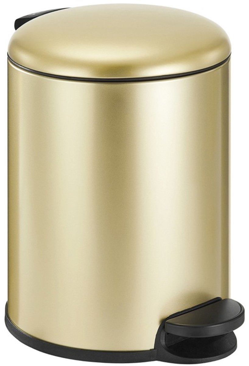 HÜSQ Slimbin Luxe Prullenbak 5 liter - goudkoper Pedaalemmer voor Toilet, Badkamer, Keuken of Kantoor - Messing goud