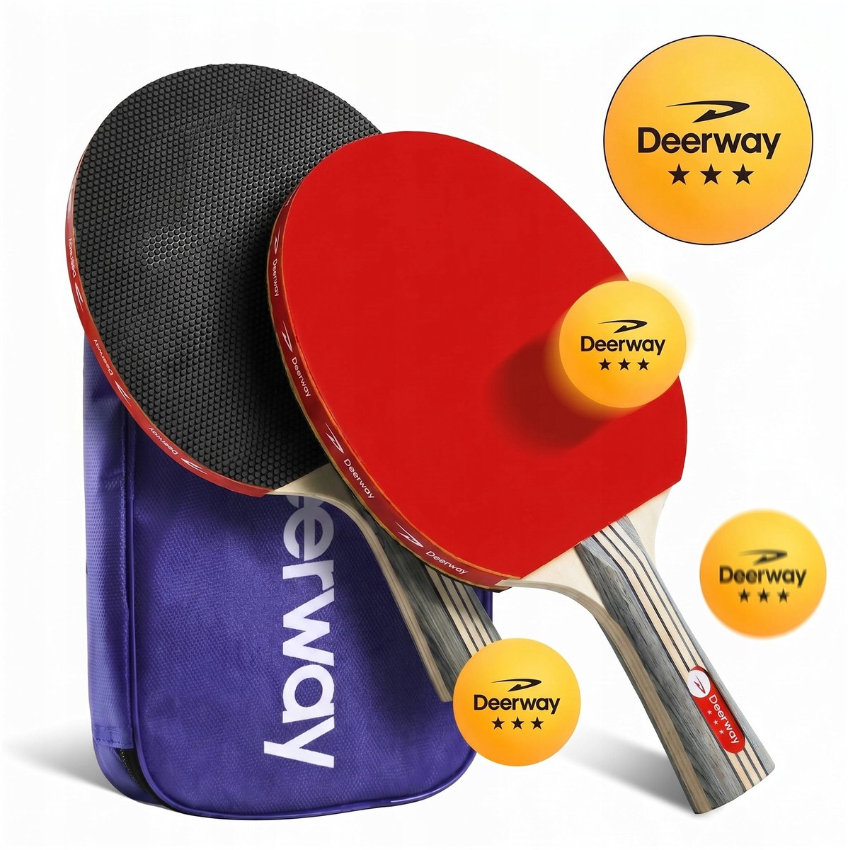 Pingpongtafeltennisset: 2 rackets en 3 ballen