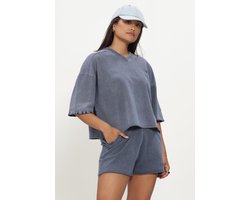 Alix The Label Ladies Knitted Cut Seam Sweat T-shirt Dames - Topjes - Blauw - Maat L
