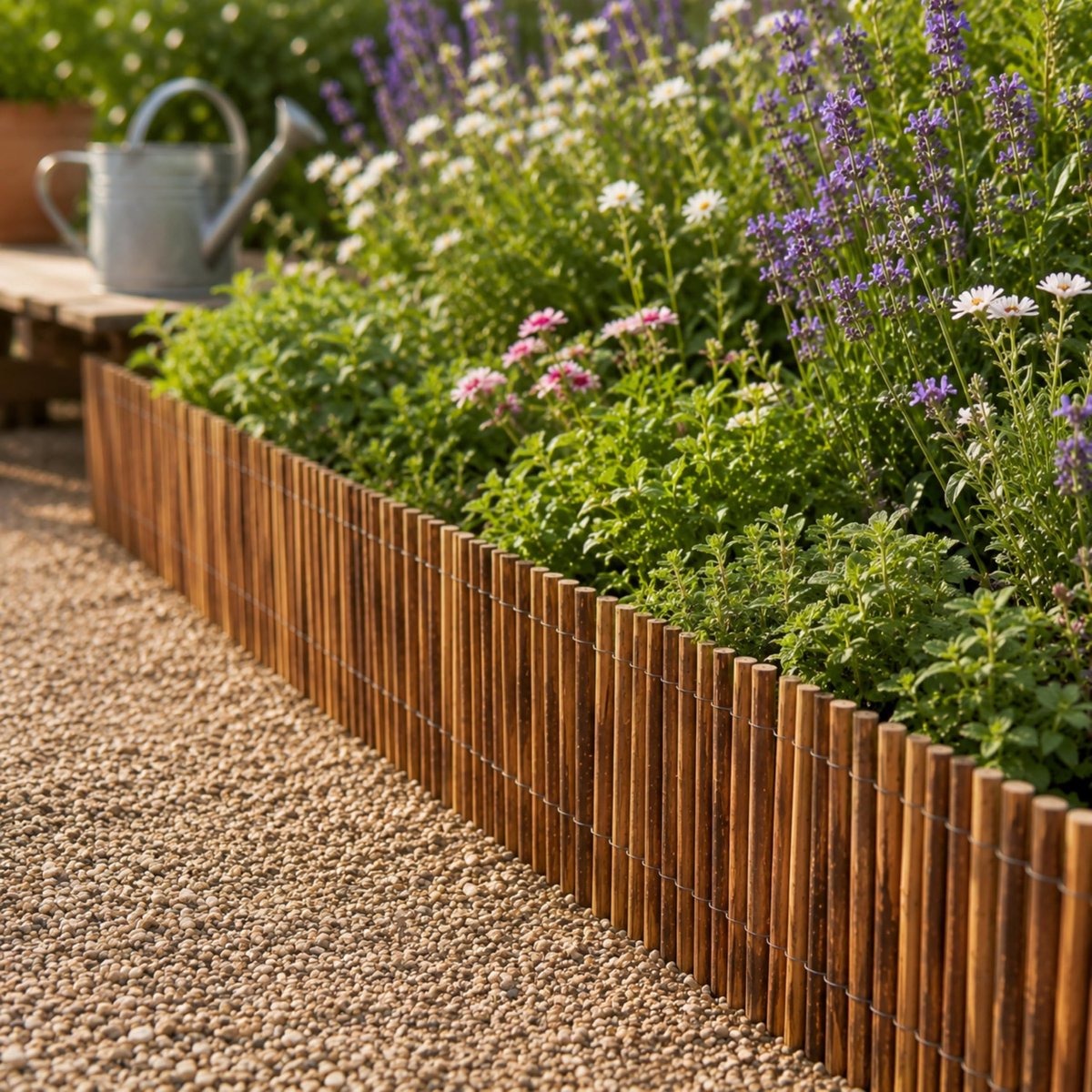 Garden Mile Wilg houten rand - eenvoudig te installeren rand 2 m tuinranden weerbestendig, houten tuinhek - ShopVlot