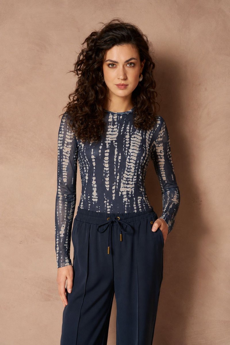 Lofty Manner Top Top Iniko Abstract Mesh Ri09 1 Dark Blue Dames Maat - XL