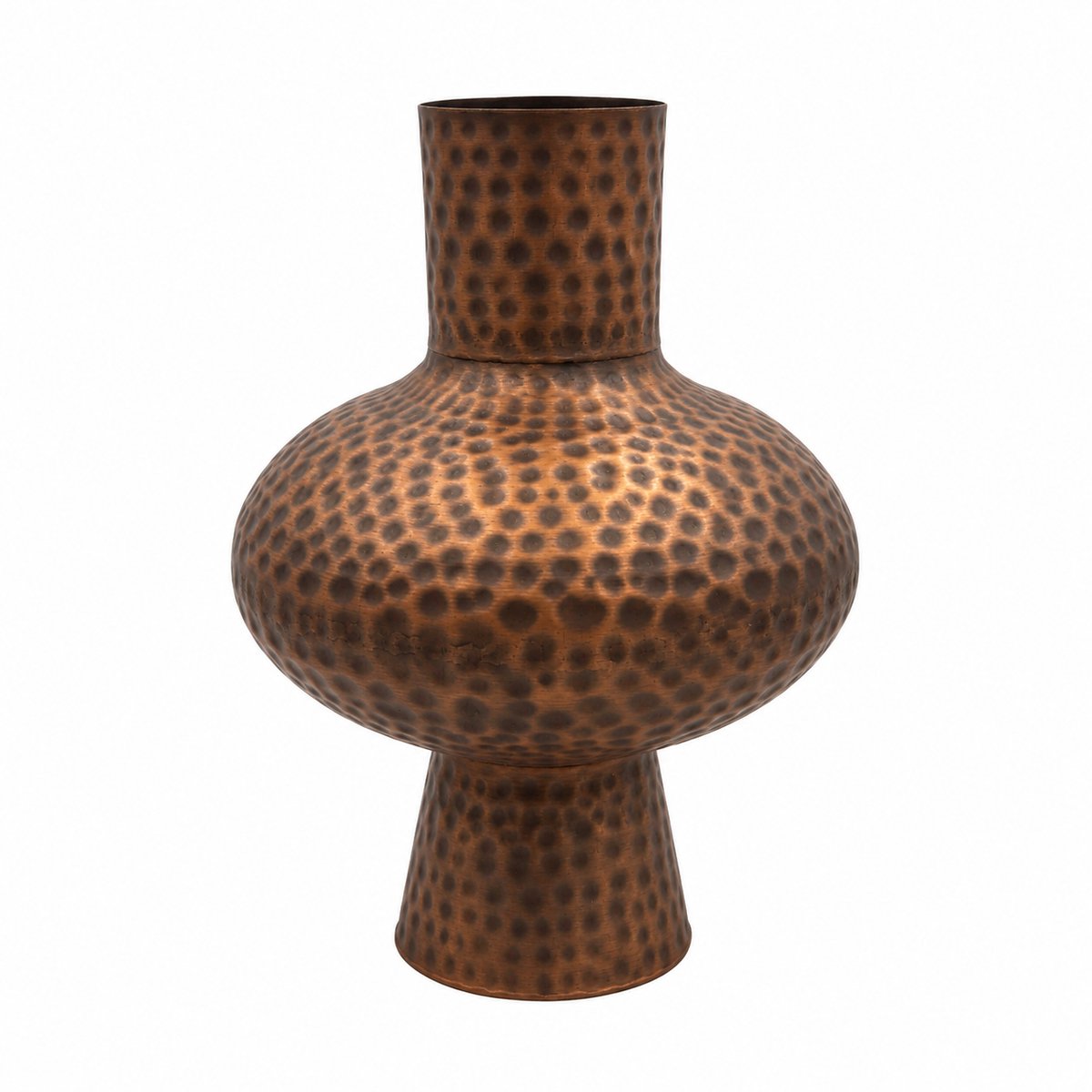 SENSE, Metalen Vaas Brons – Gehamerde Decoratieve Vaas – Grote Vaas voor Vensterbank – Modern Landelijk Chic