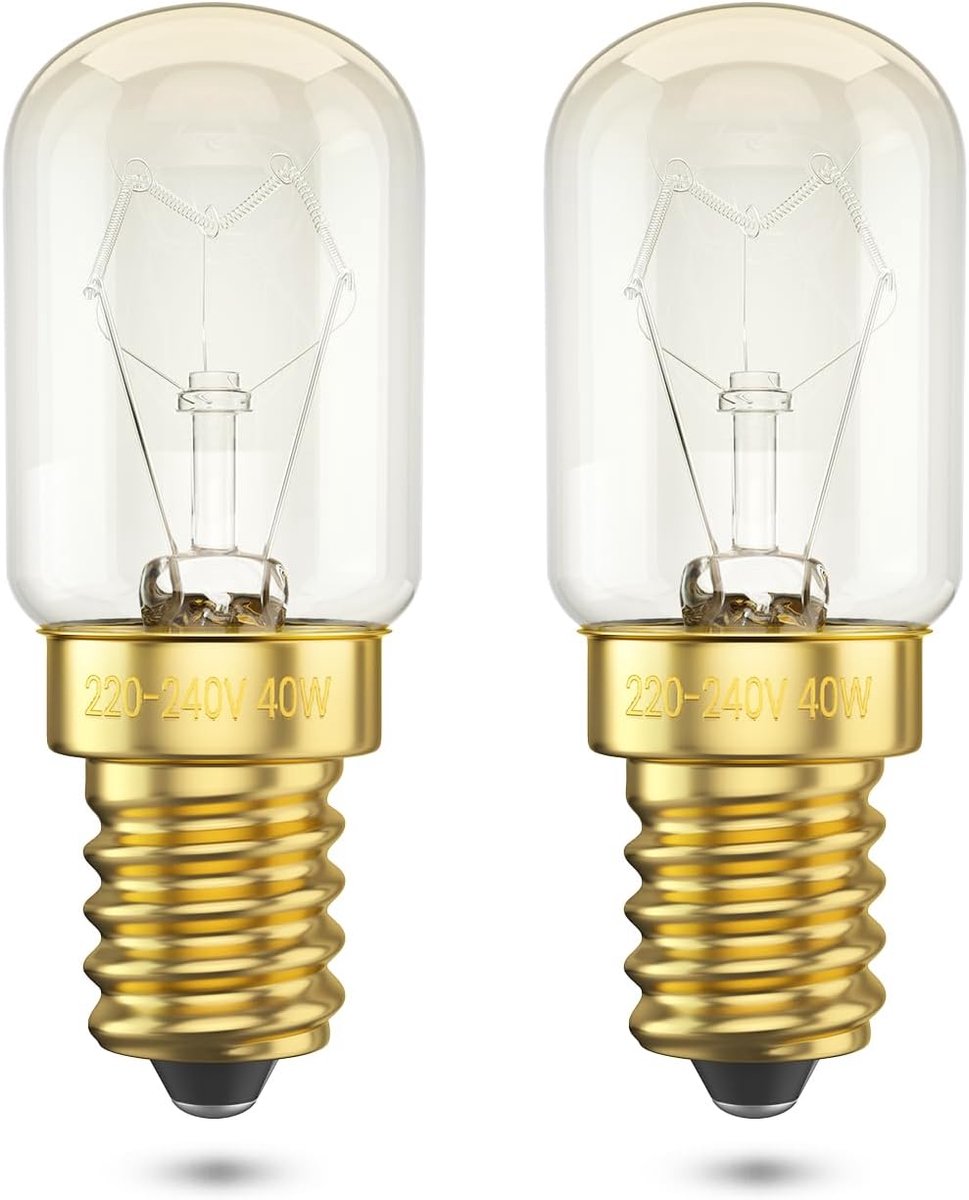 Ovenlamp T22 (42, watts) 300°C hittebestendig, dimbaar warm wit 2700K – Glazen gloeilamp voor oven, magnetron, afzuigkap, zoutlamp – 2 stuks