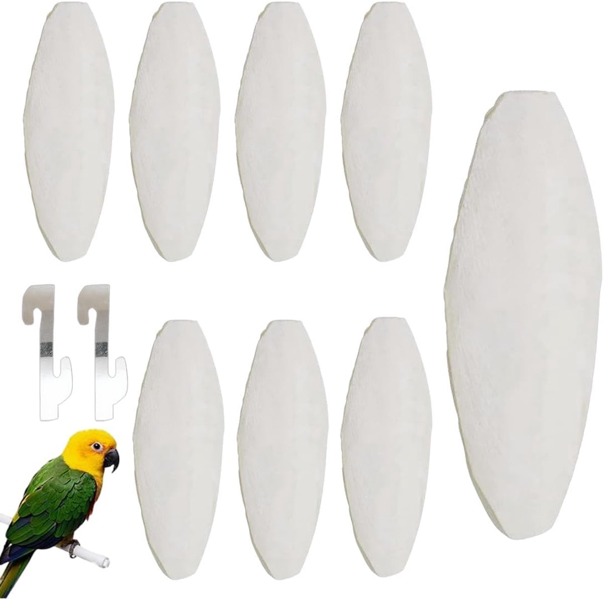 8 stuks sepiaschalen, Sepiaschaaltjes, papegaaien, sepia-schaal, kauwspeelgoed, vogels, kauwspeelgoed, inktvis, sepiabotten, reptielen Met twee gespen