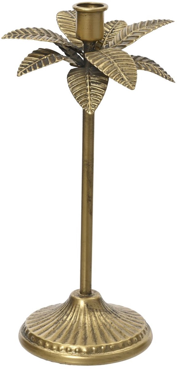 Kaemingk Decoris kandelaar Palme L goud 16,5 cm hoogte 28,5 cm