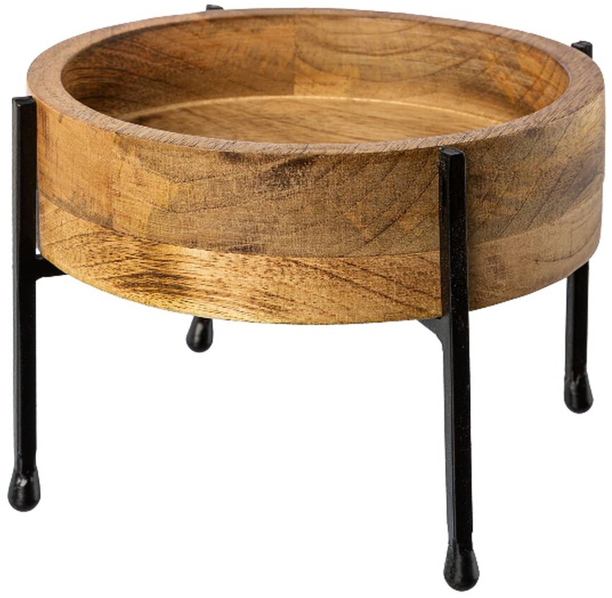 GASPER Houten Schaal Metaalvoet Bruin 21cm